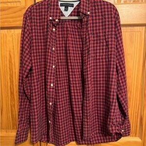 Tommy Hilfiger Red and Black Plaid Shirt